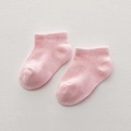 Pink mesh knit cotton baby girl socks with breathable lace cuffs for summer wear - 1153-Pink (No Non-slip Grip)