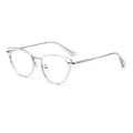 Occhiali cat-eye chic con montatura trasparente e stanghette in metallo argento - Montatura Trasparente Argento Anti-Luce Blu