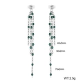 Silver stainless steel tassel earrings with layered green resin beads in 70mm length - Steel - Transparent Green