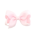 Charming pink grosgrain ribbon bow hair clip for girls with a textured surface finish - Coral Pink