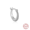 S925 sterling silver hoop earring with minimalist bead design on a white background - Single Piece / White Gold