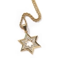 Collier hip hop avec pendentif hexagramme plaqué or et chaîne torsadée en acier - Hexagramme à Strass Biseauté + Chaîne Torsadée 3mm 24 pouces