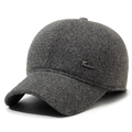 Berretto da baseball in lana grigio scuro da uomo con fodera calda e placca moda - Regolabile / Grigio