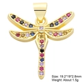 Macro shot of colorful zircon dragonfly pendant with dimensions and weight data - Multi-Color Pave Zircon Dragonfly Style (16)