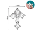 Detailed view of stainless steel cross earring with sparkling cubic zirconia stones - Cross Shape Style (#11)