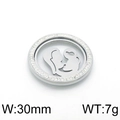 Ciondolo circolare 30mm in acciaio argento con strass e sagoma traforata madre-figlio - Colore Acciaio Stile Madre Figlio Traforato (KLJ3568-Z)