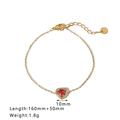 Bracciale dorato in acciaio inossidabile con ciondolo a cuore in zircone rosso da 10 mm - Rosso (HF-S4175-RD)