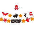 Striscione Happy Halloween in feltro con gatto nero, pipistrello e decorazioni a teschio - Ghirlanda Gatto Nero Strega Stella