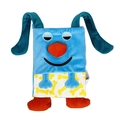 Blue monster baby cloth book with plush textures and interactive sound crinkle paper - Blue Dog