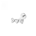 G23 titanium labret piercing sieraad met hart en driehoek zirkoon edelstenen - 1.2*8mm / Drie Harten Zilver