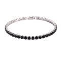 Detail of 4mm black zircon tennis bracelet in silver finish with secure box clasp - Silver Black