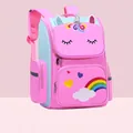 Pink unicorn school backpack for girls with rainbow patterns and 37cm height dimensions - Small / Pink