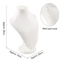 White leather necklace mannequin bust display stand with back adjustment hooks - European Bust Necklace Display Large (White)