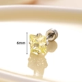 Light yellow 6mm square zircon stud earrings with silver surgical steel setting - Apple Green (A189-6#) / Single Piece