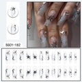 Uñas postizas largas tipo ataúd con estrellas azules y pedrería de corazón azul - SGCY-182 Estilo de Línea de Estrella Transparente