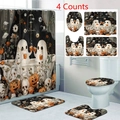 Detail of 4-piece Halloween bathroom set featuring ghost tea party and pumpkin motifs - Ghost Afternoon Tea (24-4)