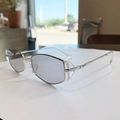 Occhiali da sole retrò moderni con montatura in metallo argento e lenti viola chiaro - Montatura Argento Lente Grigio Trasparente