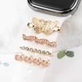 Set de dijes de mariposa y flores doradas para correas de silicona de reloj inteligente - Decoraciones de Mariposa de Cuatro Partes / Oro KC