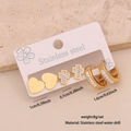 Set di orecchini dorati in acciaio inossidabile con strass a cuore e croce - 2# Cuore Croce
