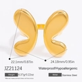 Golden oversized butterfly ring in stainless steel with waterproof mirror finish - Mirror Finish Large Butterfly Style (JZ21124)