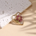 Gold heart earring with purple dried flower and glitter in clear resin setting - Style 7-Purple Dried Flower