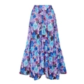 Jupe longue à imprimé floral rose et violet avec taille élastique souple - Taille unique / Jupe Imprimée