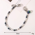 Elegant 26cm beaded strap with white and grey pearls and silver heart links for bags - Grey Black (K3704)