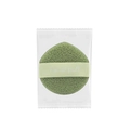 Green porous facial sponge puff in transparent packaging with a secure finger strap - New Style Teardrop / Green