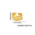 18k gold plated stainless steel irregular multilayer ring with size and weight metrics - Adjustable Open / Multi-layer Textured Band (TYGR0202)