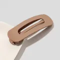 Detail view of khaki matte rectangular hair clip showing hollow design and texture - Matte Hair Clip Large - Beige