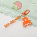 Cute orange acrylic bear keychain with FRIENDS text and transparent bear link chain - Orange Bear Pendant (K1636)