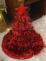 Cappello albero di Natale rosso glitterato con stella, decorazione festiva da 37 cm - Cappello di Natale Rosso