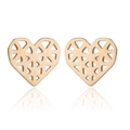 Minimalist gold-tone hollow geometric origami heart stud earrings for women with mirror reflection - 257/Geometric Heart / Gold