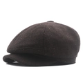 Classic dark brown herringbone newsboy cap with subtle colorful speckles for a retro style - L (58-60cm) / Herringbone Coffee Colorful Dots