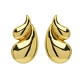 Elegante 18K vergoldete Messing-Doppeltropfen-Ohrringe mit poliertem geometrischem Finish - Gold