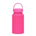 Neon pink 650ml stainless steel sports water bottle with matte finish and carry handle - Fluorescent Rose Red