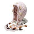 Pink and purple knit trapper hat with multi-colored pom-poms and ear flaps for warmth - Pink Purple Mixed (A)