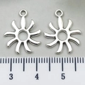 Silver sun charm pendant in metal alloy with ruler for DIY jewelry size scale - Sun 19x15mm