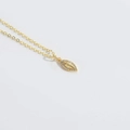 Golden necklace featuring marquise pendant with religious relief and white zircons - Small Olive-Shaped Virgin Mary Style (XL3243)