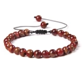 6mm rotbraunes Goldfluss-Perlenarmband für Yoga mit verstellbarer schwarzer Flechtkordel - Roter Goldfluss