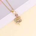 18K gold snake necklace with colorful cubic zirconia pendant on a soft background - Multicolor Zirconia Coiled Snake Style (12#)