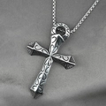 Collana con ciondolo a croce argento inciso e catena a sfere per uomo stile - Pendente Con Catena Come Mostrato