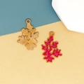Golden and rose pink coral charms with textured enamel finish for DIY jewelry crafting - 22 Red Coral