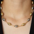 Elegant 18k gold plated mixed metal bead necklace featuring polished gold and silver oval beads - DN240552-D Gold and Silver Oval Bead Style