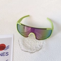 Kids sports sunglasses with neon green matte frame and gradient purple mirrored lens - Green Frame Rainbow Mirror