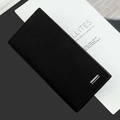 Schwarze lange Herren-Geldbörse aus Segeltuch mit silbernen Metallakzenten im Minimal-Stil - Schwarz
