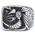 Edelstahlring im Vintage-Punk-Stil mit einem detaillierten Hornissen-Bienen-Relief - US 7 / Antiksilber