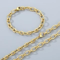 Conjunto de collar y pulsera de acero inoxidable dorado de 7mm con cadena de eslabones retorcidos - Pulsera 20CM / Dorado
