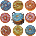 Σετ 8 σουβέρ DIY diamond painting με σχέδια mandala και μαύρη μεταλλική βάση - BD002 Μείγμα Ντόνατ/Γαλαξία (Σετ των 8)