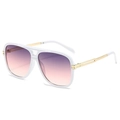 Lunettes aviateur rétro avec monture blanche, branches dorées et verres dégradés violets - Monture Blanche Verres Gris Rose